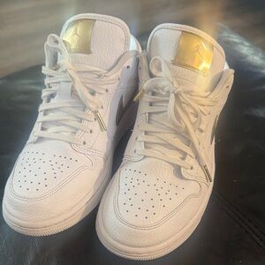 Air Jordan White and Gold Sneakers